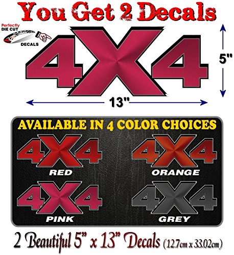 2- 4x4 Spun Metal Print Effect Decals for 4WD AWD Pickup Offroad Highboy Truck Box Off Road Vinyl Stickers -Street Legal Decals