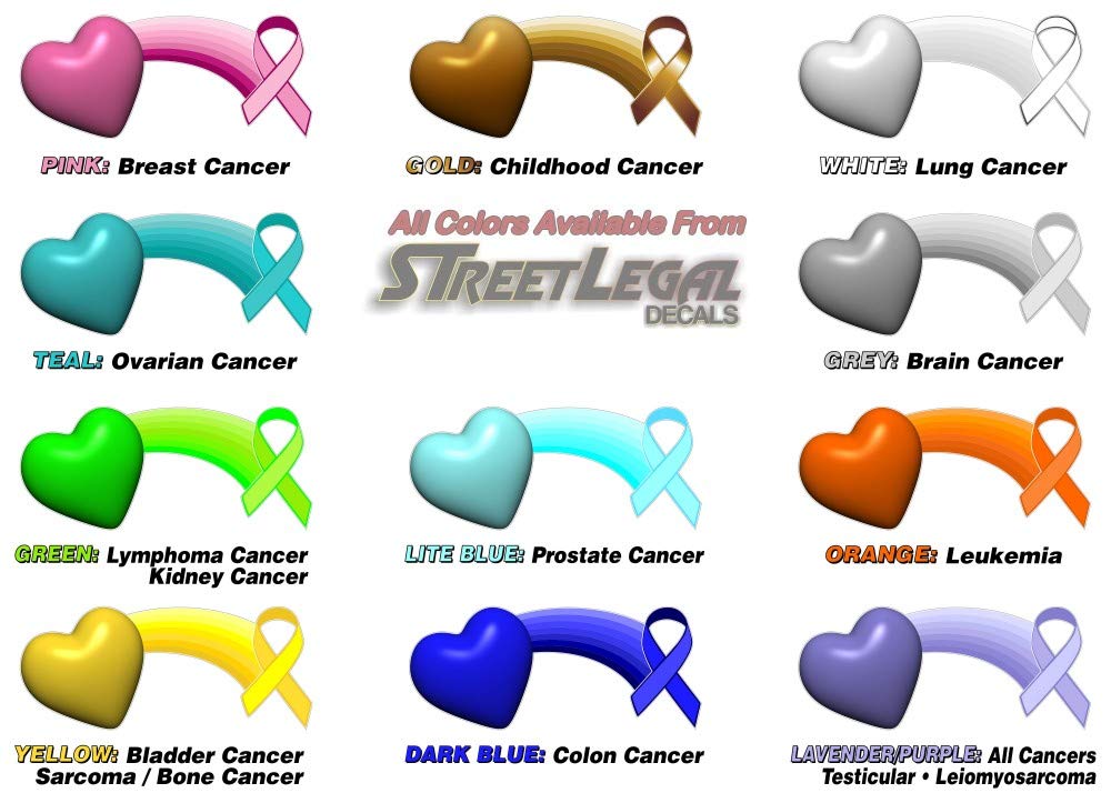 Cancer Rainbow of Love and Hope Ribbon Decal Breast Prostate Ovarian Cervical Cancer Vinyl Vehicle Sticker -Street Legal Decals