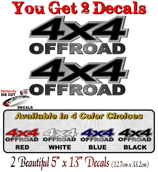 (2) 4x4 Offroad Brushed Print Effect 13" Decals -Street Legal Decals