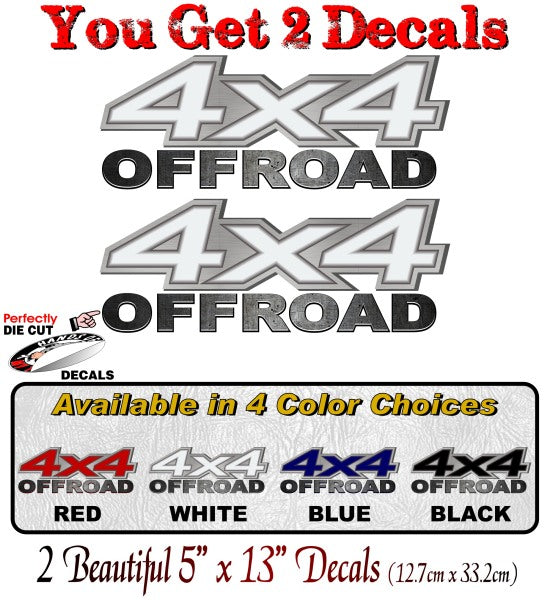 (2) 4x4 Offroad Brushed Print Effect 13" Decals -Street Legal Decals