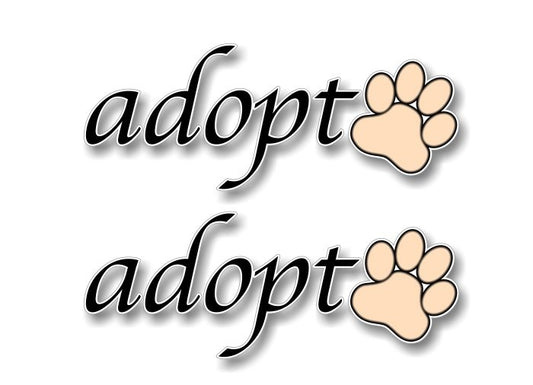(2) Adopt Script with PAW Print 9" Decals -Street Legal Decals