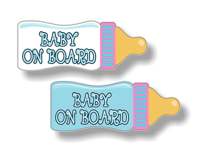 2 Baby On Board Baby Bottle 9" Vinyl Decal -Street Legal Decals