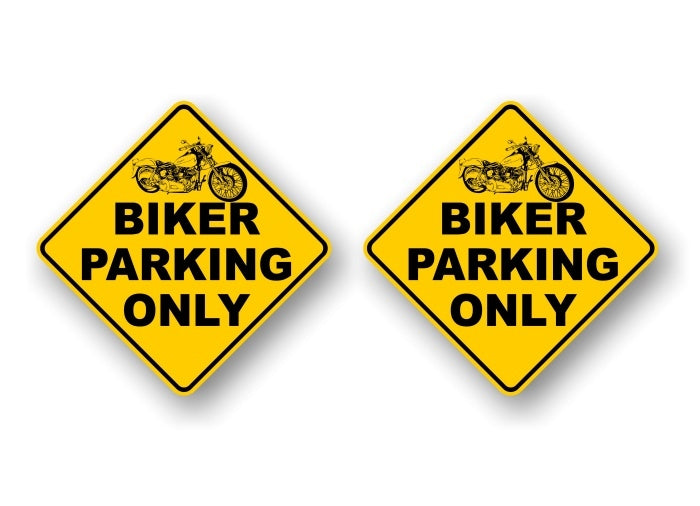 (2) Biker Parking Only 5.25" Decals -Street Legal Decals