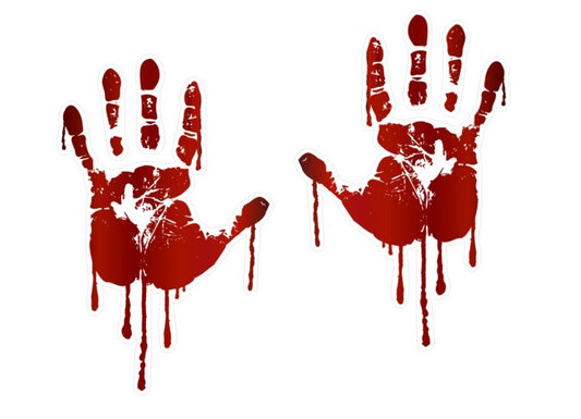 Life Size Bloody Hand Print 9" Decals -Street Legal Decals
