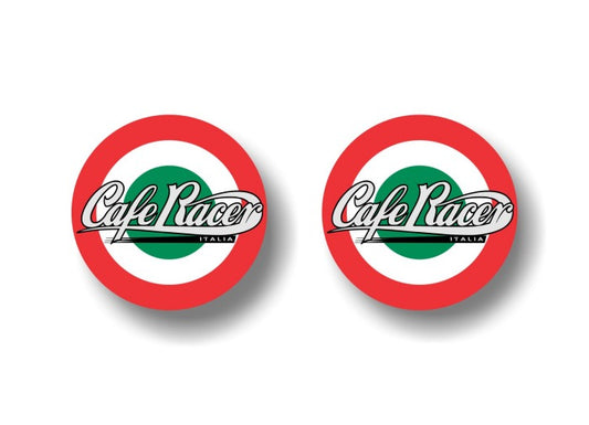 (2) Cafe Racer Bullseye Motorcycle 3" Decals -Street Legal Decals