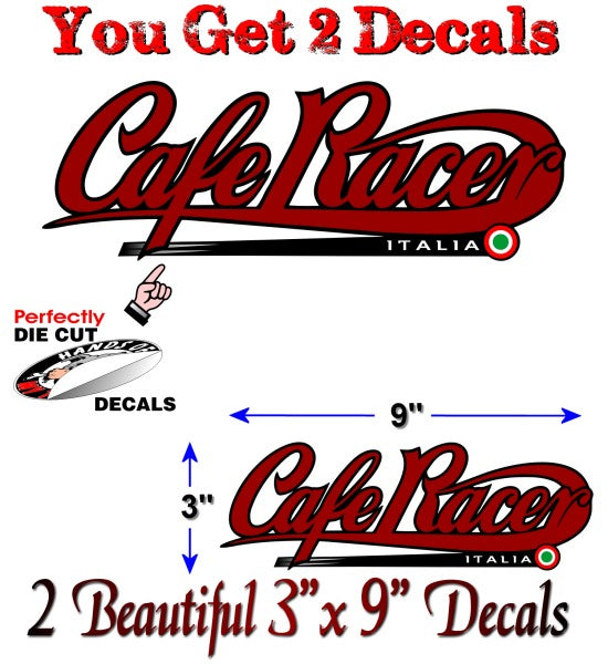 (2) Cafe Racer Italia 9" Decals -Street Legal Decals