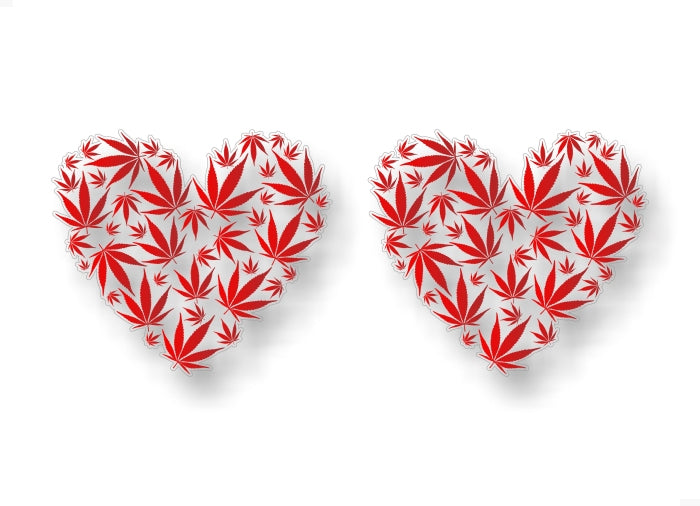 (2) Love Cannabis Heart 4.5" Decals -Street Legal Decals