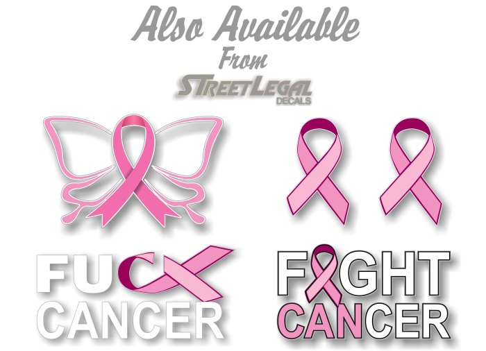 2 Cancer Ribbon 6" Decals -Street Legal Decals
