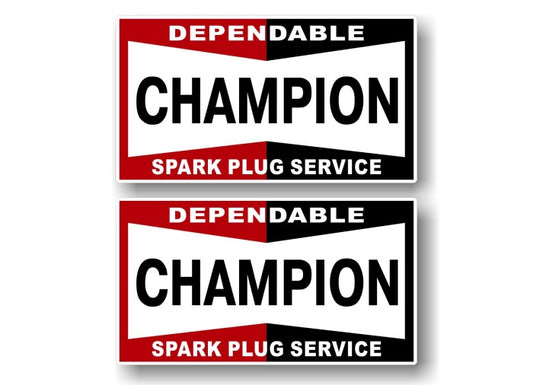 (2) Champion Spark Plug Vintage Decals -Street Legal Decals