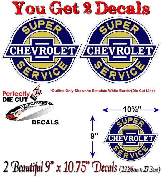 (2) Vintage Super Chevrolet Service Decals-Street Legal Decals