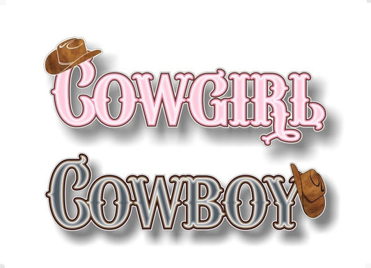 2 Cowgirl or Cowboy 9" Vinyl Decals Cowboy Hat Country Vinyl Stickers -Street Legal Decals