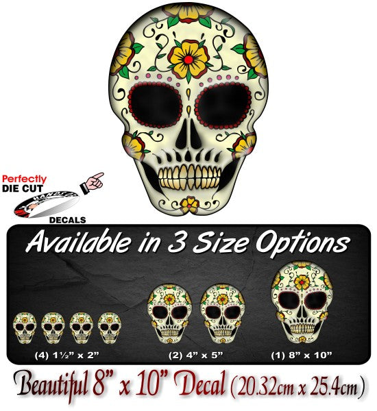 Day of The Dead Flower Skull Decals -Street Legal Decals