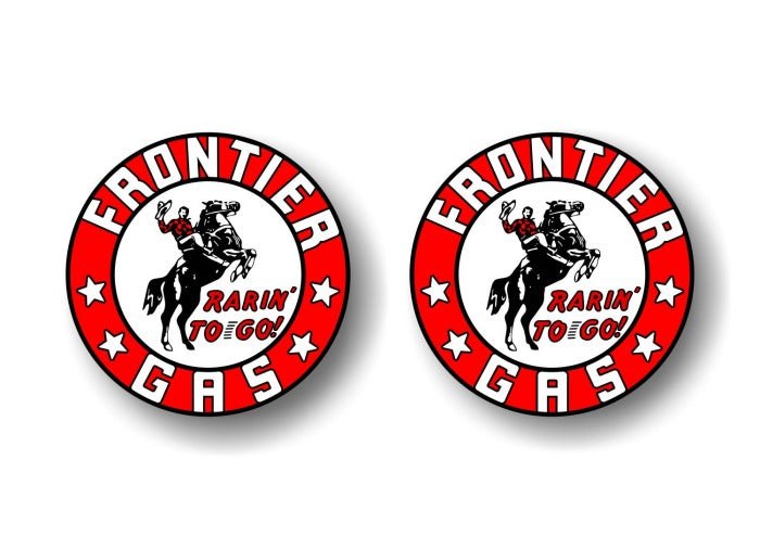 (2) Vintage Frontier Gasoline Horse Rarin' to Go! Gas Pump Decals -Street Legal Decals