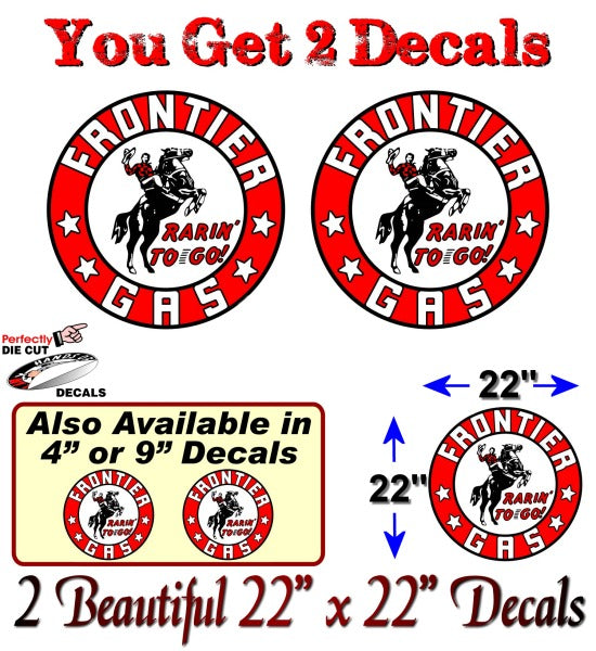 (2) Vintage Frontier Gasoline Horse Rarin' to Go! Gas Pump Decals -Street Legal Decals