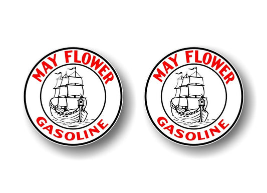 (2) May Flower Gasoline Antique Gas Pump Decals -Street Legal Decals