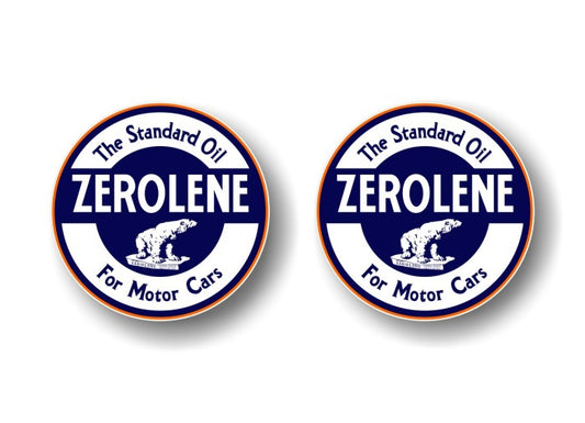 (2) Vintage Zerolene Motor Oil Decals -Street Legal Decals