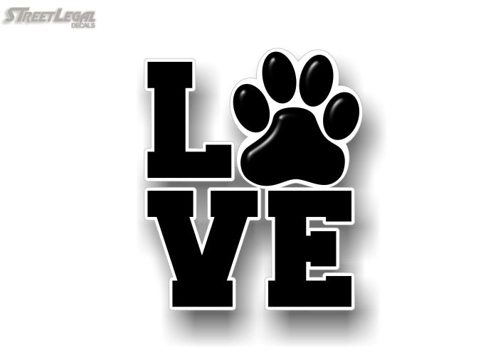 PAW Love 6" Dog Cat Decal -Street Legal Decals