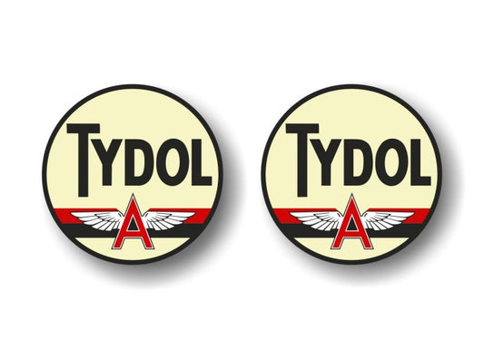 (2) Vintage Tydol Flying A Gasoline Decals -Street Legal Decals