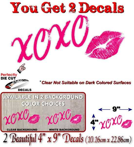 (2) XOXO Kiss Lipstick Kiss Mark 9" Decals -Street Legal Decals