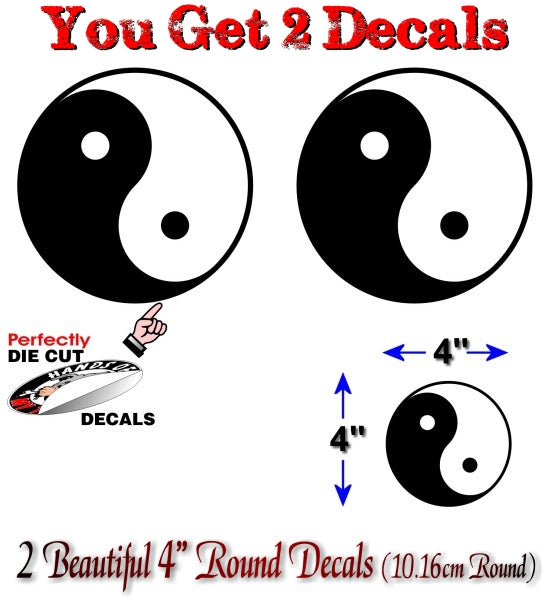 (2) Yin and Yang 4" Decals -Street Legal Decals