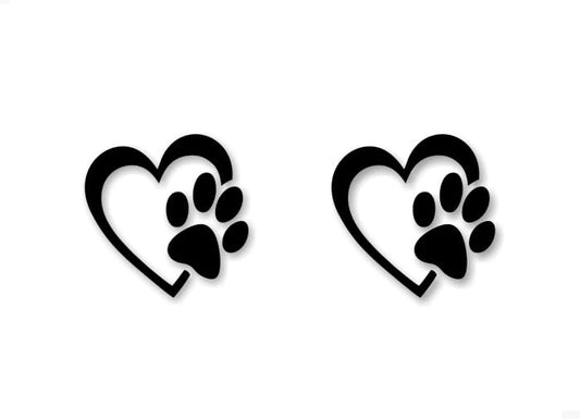 2 Heart with Paw Print Solid Color 4'' Decals Dog Cat Love Paws Cute Car Sticker Decal Pet Adoption Rescue Kennel Animal Shelter Vinyl Stickers -Street Legal Decals