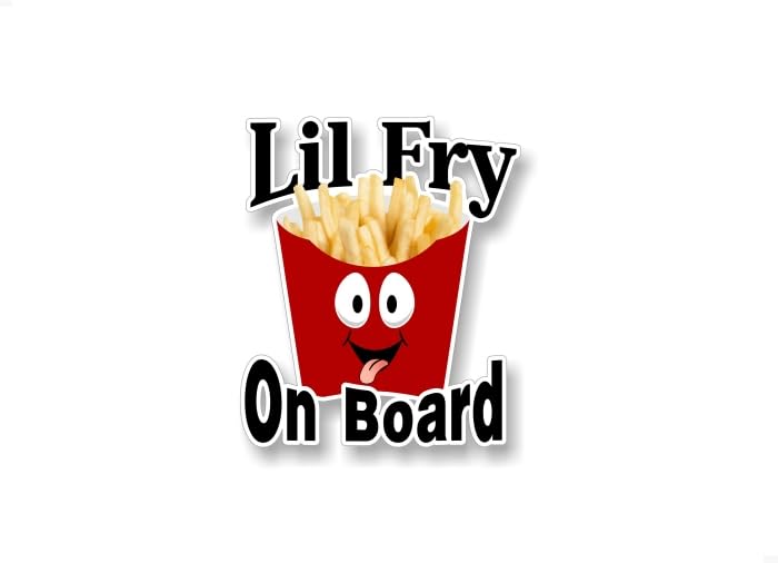 Lil Fry On Board 6" Vinyl Decal Kids Onboard Stickers Car Safety Cute Little Fry Design Kids Baby On Board Caution Warning Sign Sticker Decals -Street Legal Decals