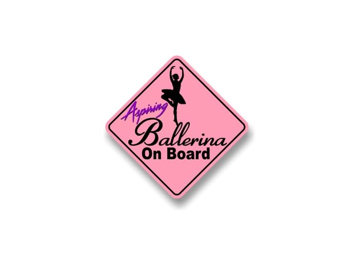 Aspiring Ballerina On Board Vinyl Pink Diamond Decals Car Safety Stickers Cute Ballet Kids Dance Child Onboard Caution Warning Sign Sticker Decal -Street Legal Decals