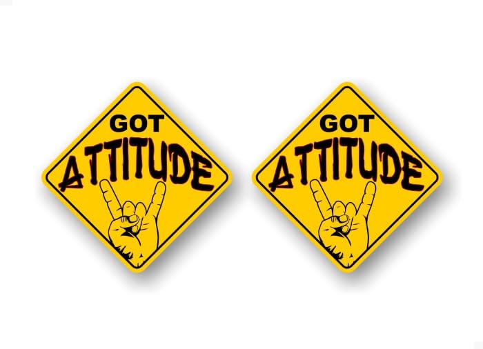 Got Attitude Decal Yellow Diamond Car Sticker Warning Vehicle Rocker On Board Devils Horns Minivan SUV Vinyl Stickers -Street Legal Decals