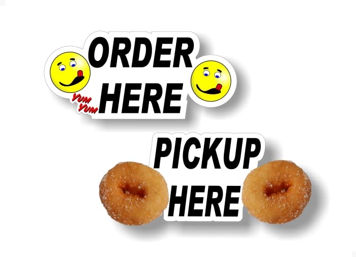 2 Order Here Pickup Window 7'' Decals Concession Trailer Stand Take Out Windows Convenience Store Grocery Gas Station Vinyl Stickers -Street Legal Decals