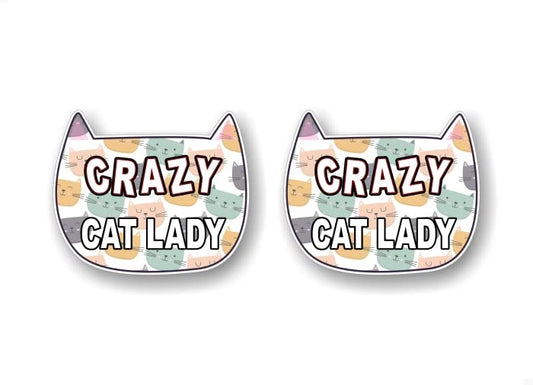 2 Crazy Cat Lady 5'' Decals Cat Mom Mother Animals Bad Kitty Cute Store Entrance Sticker Decal Kitten Pet Animal Shelter Vinyl Stickers -Street Legal Decals