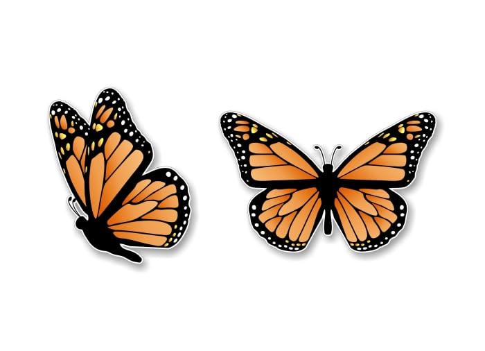 2 Monarch Butterfly Decal Set Sticker Accessories or Laptop Classic Vinyl Stickers -Street Legal Decals