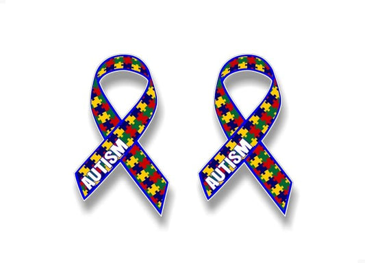 2 Autism Ribbon Puzzle Design 6'' Decals -Street Legal Decals