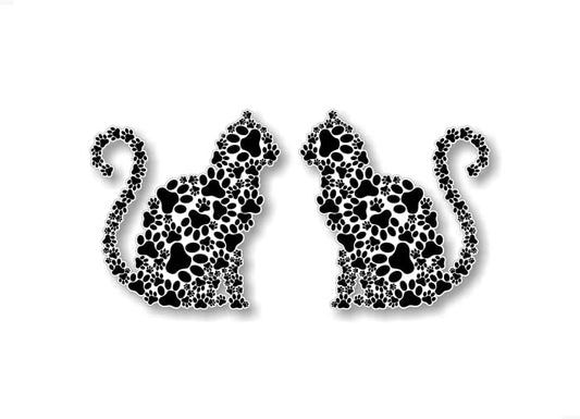 2 PAW CAT in The Black Paw Design 4'' Vinyl Decals Kitten Foot Print Cat Stickers for Car Truck or Pet Rescue Animal Shelter Door Sticker Decal -Street Legal Decals