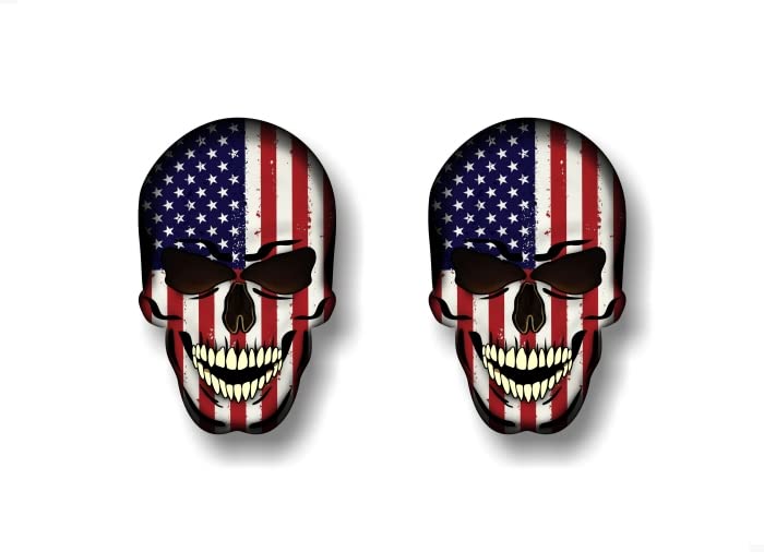 2 Forbidden Skull Series American Decals USA America Flag Vinyl Stickers Racing Race Army Helmet Human Skulls Sticker -Street Legal Decals