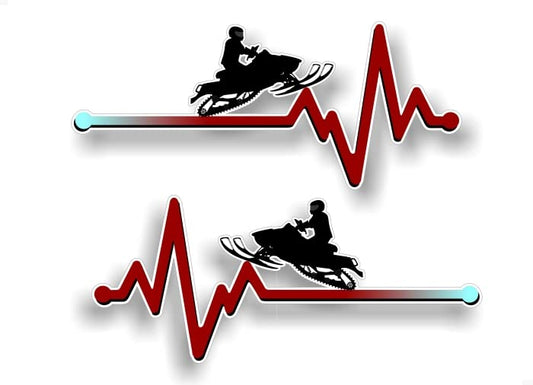 2 Heartbeat Pulse Sledding 9'' Decals 4x4 Offroad Truck Box Sled Snowmobile Hauling Trailer Accessories Vinyl Stickers -Street Legal Decals