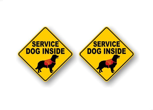 Service Dog Inside Decal Yellow Diamond Car Sticker Safety Caution Sign Vehicle Paw Print Dog Onboard Minivan SUV Vinyl Stickers -Street Legal Decals