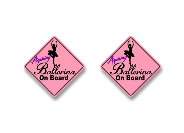 Aspiring Ballerina On Board Vinyl Pink Diamond Decals Car Safety Stickers Cute Ballet Kids Dance Child Onboard Caution Warning Sign Sticker Decal -Street Legal Decals