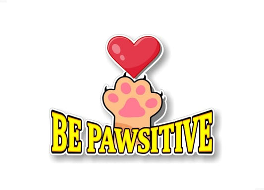 Be Pawsitive 7'' Vinyl Sticker Decal Kitten Lover Breed Pet Paws Funny Cute Paw Car Sticker Decal Pet Adoption Cat Rescue Kennel Heart Decals Cars Cats Animal Shelter Vinyl Stickers -Street Legal Decals