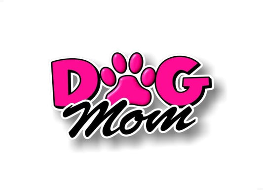 Dog MOM 7" Wild Pink Decal with Puppy Dog Foot Print Vinyl Sticker for Car SUV or Truck Vehicle Window or Bumper Sticker Decal -Street Legal Decals