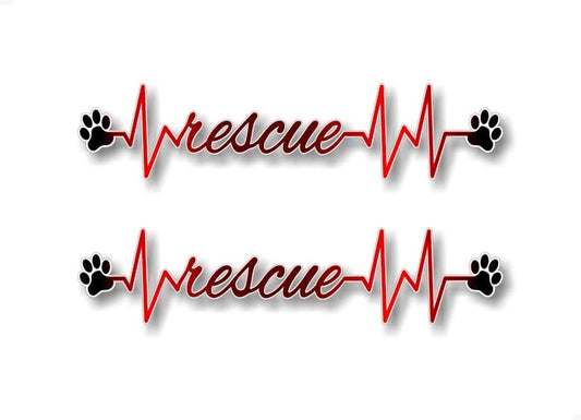 2 Rescue Heartbeat with Paw Prints 9'' Decals Animal Cats Dogs Shelter Paws Cute Store Entrance Sticker Decal Pet Adoption Kennel Car SUV Vinyl Stickers -Street Legal Decals