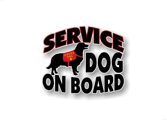 Service Dog On Board 6'' Decal Car Sticker Safety Caution Sign Vehicle Paw Print Dog Onboard Minivan SUV Vinyl Stickers -Street Legal Decals