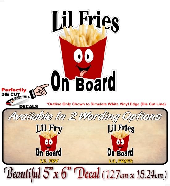 Lil Fry On Board 6" Vinyl Decal Kids Onboard Stickers Car Safety Cute Little Fry Design Kids Baby On Board Caution Warning Sign Sticker Decals -Street Legal Decals