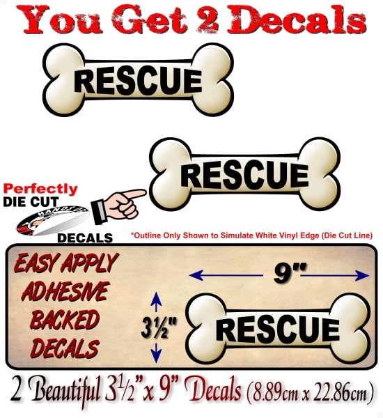2- Dog Bone Rescue 9" Decals -Street Legal Decals