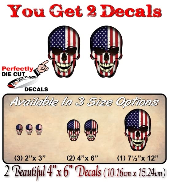 2 Forbidden Skull Series American Decals USA America Flag Vinyl Stickers Racing Race Army Helmet Human Skulls Sticker -Street Legal Decals