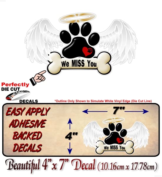 Dog in Heaven We Miss You 7'' Decal Best Friend Memorial in Loving Memory of Pet Loss Gift Puppy Doggy Bone Love Paw Print Vinyl Sticker -Street Legal Decals