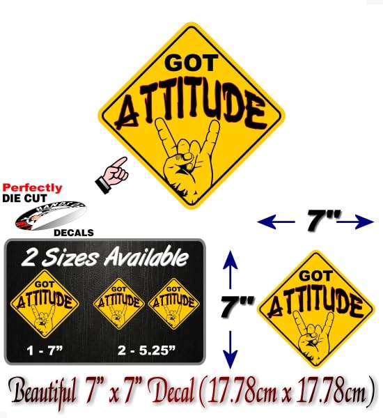 Got Attitude Decal Yellow Diamond Car Sticker Warning Vehicle Rocker On Board Devils Horns Minivan SUV Vinyl Stickers -Street Legal Decals