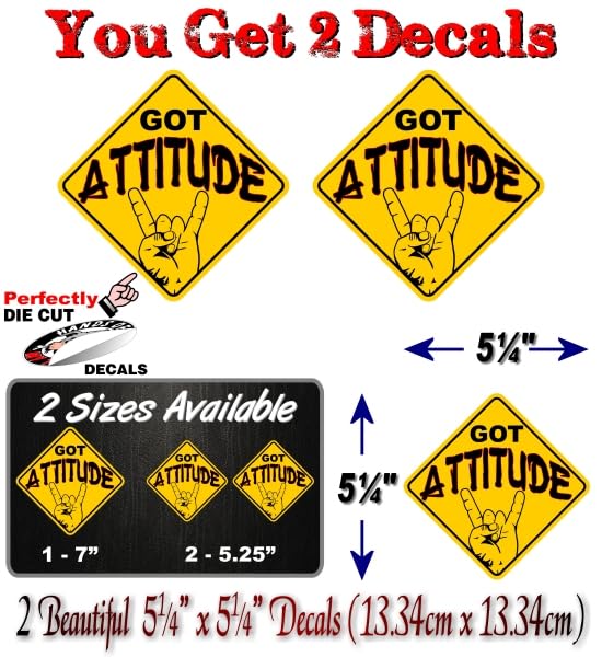 Got Attitude Decal Yellow Diamond Car Sticker Warning Vehicle Rocker On Board Devils Horns Minivan SUV Vinyl Stickers -Street Legal Decals