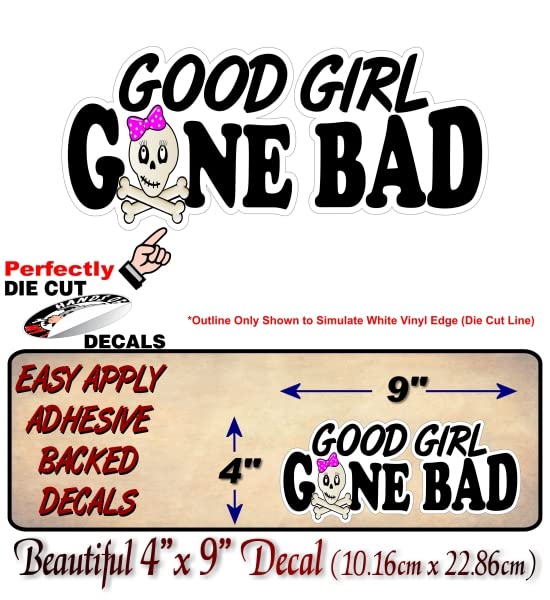 Good Girl Gone Bad 9" Vinyl Decal Skull Bowtie Ribbon Girls Pickup Girl Chicks Offroad Truck 4x4 Off Road Vinyl Stickers -Street Legal Decals