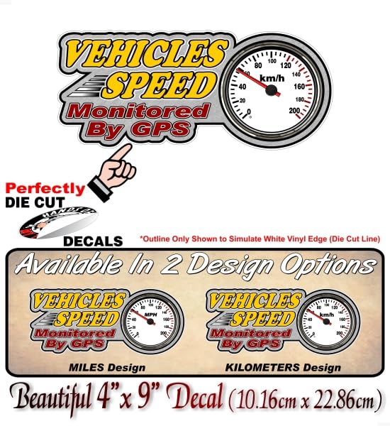 Vehicles Speed Monitored by GPS in MPH or KPH Design 9 Decal Street Legal Decals