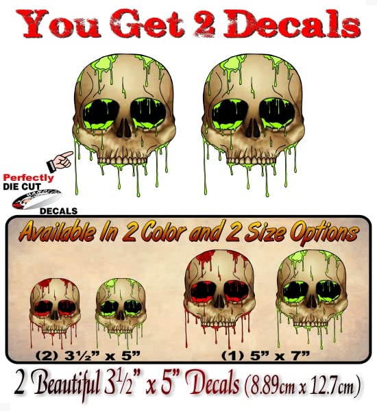 Dripping Bloody Radiation Skull Decal Racing Race Hell Army Helmet Hoodie Walking Zombie Dead Halloween Skulls Vinyl Stickers -Street Legal Decals